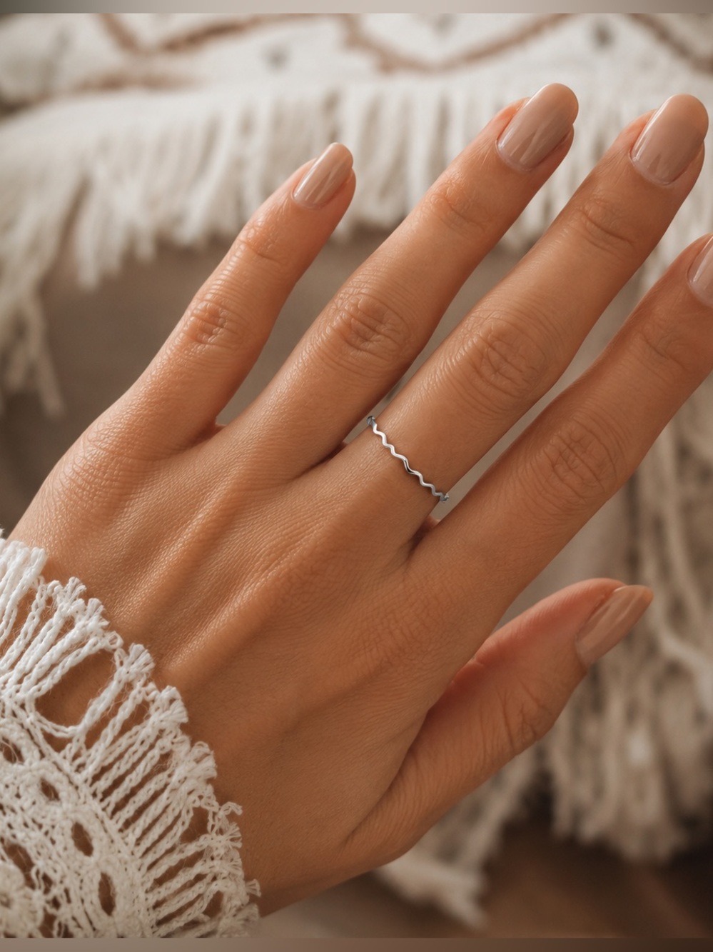 Sterling silver dainty wavy ring sizes 8,9